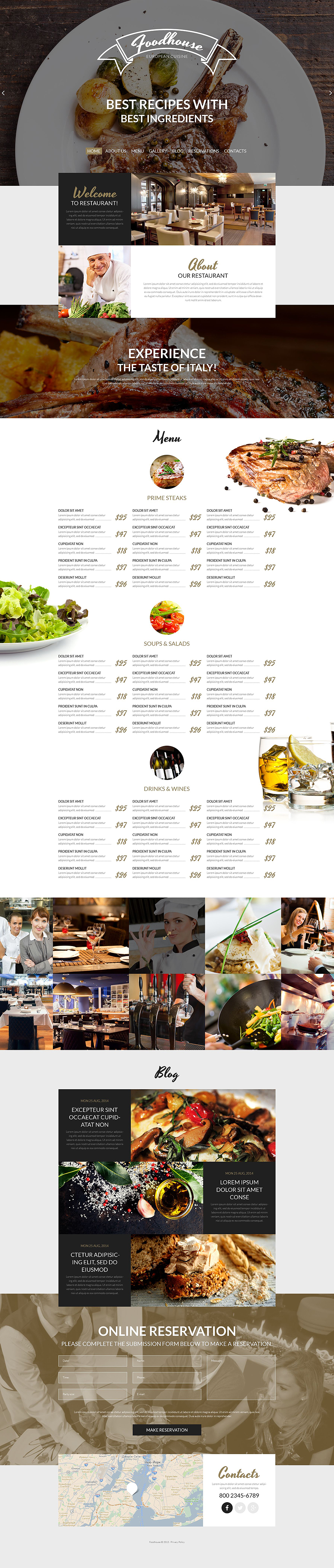 European Cuisine WordPress Theme Restaurant WordPress Template