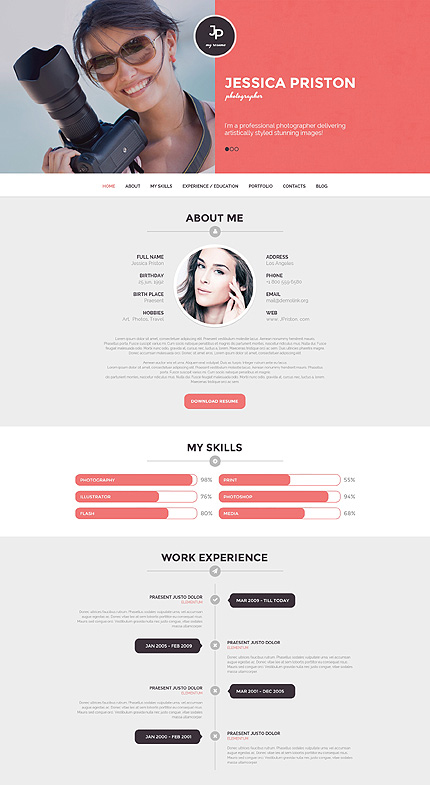 Photographer CV WordPress Theme