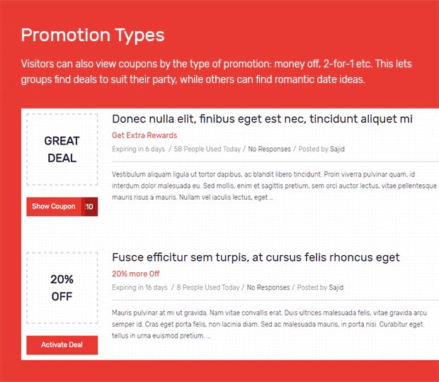 coupon website template